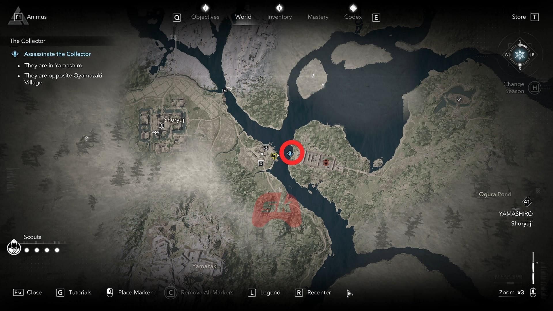 The Collector's location on the map (Image via Sportskeeda Gaming // Ubisoft)